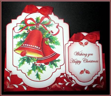 Christmas Bells Large Fancy Stand Up Card N Envelope Kit by Rae Trees
