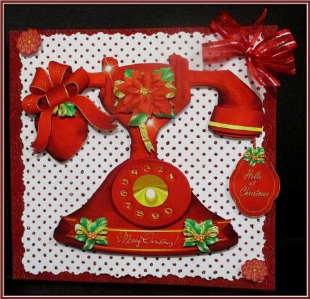 Hello at Christmas Vintage Phone by Rae Trees