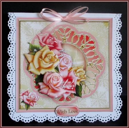 Edwardian Roses Decoupage Card Front by Rae Trees