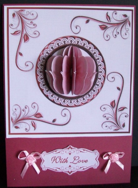 3D Silk Flower Embellishment in Red and Card Front by Rae Trees