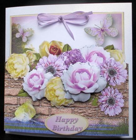Garden Wall with Mixed Flowers Popout Card Mini Kit by Rae Trees
