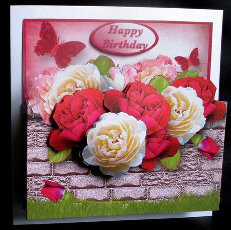 Garden Wall with Hot Roses Popout Card Mini Kit by Rae Trees