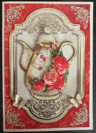 Brass Vintage Teapot with Red Roses by Rae Trees