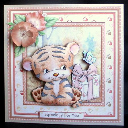 Little Tiger & Butterfly with Optional Flowers 8x8 Mini Kit by Rae Trees