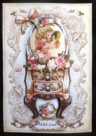 Cream Antique Chest of Drawers with Roses by Rae Trees