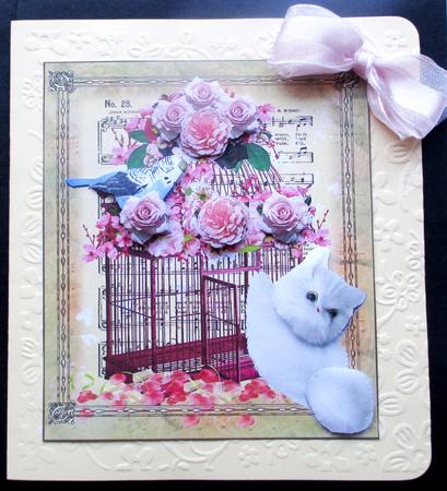 Little Curious Kitten Topper with Decoupage by Rae Trees