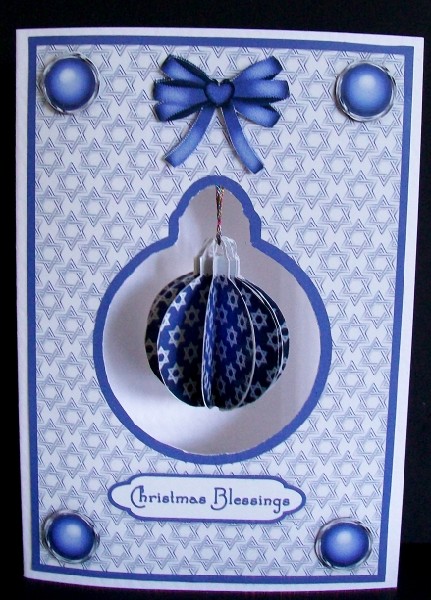 3D Blue Christmas Bauble Dangler Embellishment by Rae Trees