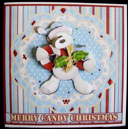 Merry Candy Christmas Polar Bear Quick Card with Decoupage by Rae Trees
