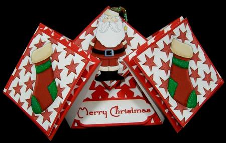 Whimsical Santa Double Diamond Fold Card by Rae Trees