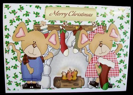 Mr & Mrs Mouse, with There Christmas Stockings by Rae Trees