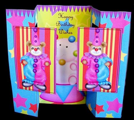 Clowning Around Double Fold Back Card by Rae Trees