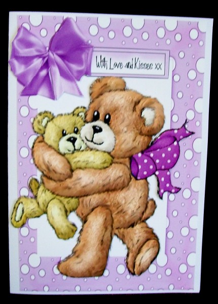 Furry Bears with Purple Bow by Rae Trees
