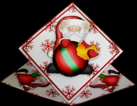 Santa and His Bauble Diamond Fold Card by Rae Trees