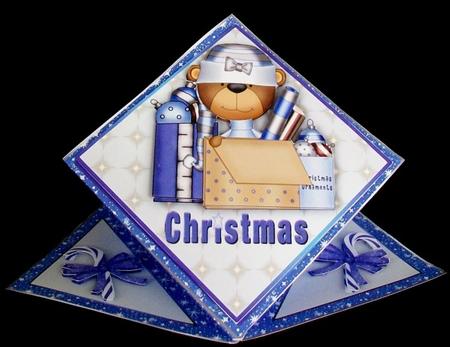 A Christmas Bear Diamond Fold Card by Rae Trees