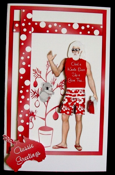 Aussie Santa in Boardshorts Christmas by Rae Trees