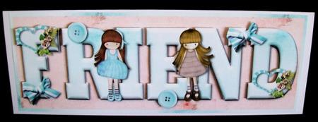 Cutie Pies Friend Large Dl Card Front with Decoupage by Rae Trees