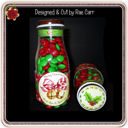 PS188  Santa and Bells Bottle Wraps by RAE CARR