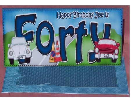 40th Birthday Joe Large Dl Quick Card N 3D Decoupage by Rayleen Bailey