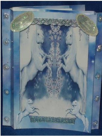 Beautiful White Horse with Twilight Scene A4 by Rayleen Bailey