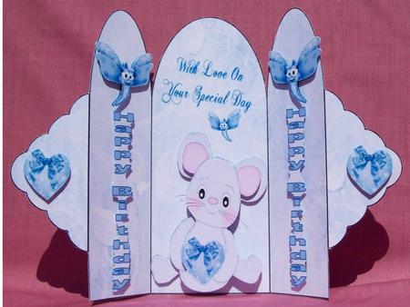 With Love on Your Special Day Cute Little Mouse Tri Fold by Rayleen Bailey