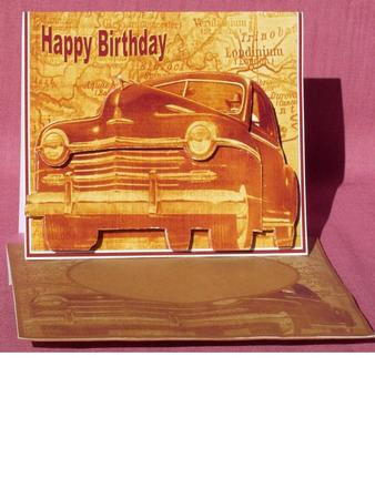 Gold Vintage Car the Second A4 Backing Paper by Rayleen Bailey