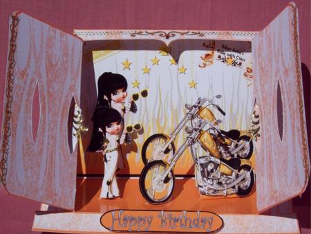 Cute Little Biker Babe with Motorbike A4 Topper by Rayleen Bailey