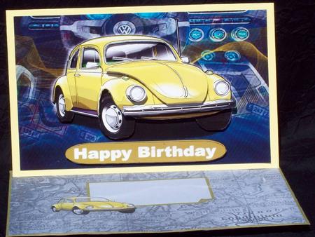 Happy Birthday Nephew Volkswagen Beetle Classic Car Yellow by Rayleen Bailey