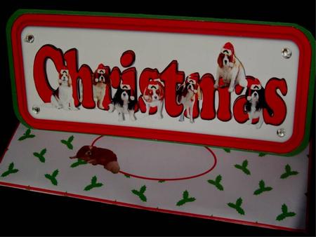 Cavalier & Hats Christmas Name Sign 3D Decoupage by Rayleen Bailey