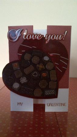 A Box of Chocolates 8x8ins Decoupage Card Front by Rebecca Polding