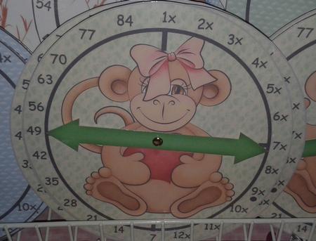 7 Times Table Clock Monkey Girl by Rebecca Polding