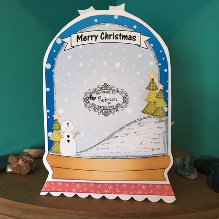 3D Shaped Christmas Snow Globe Card Kit - Little Springer Spaniel Dog by Rebecca Ruff