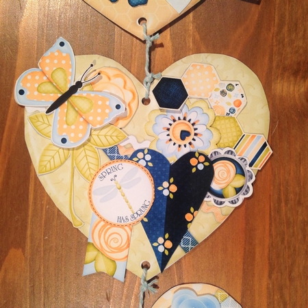 Spring is in the Air  Hanging Hearts Trio by Rebecca Ruff