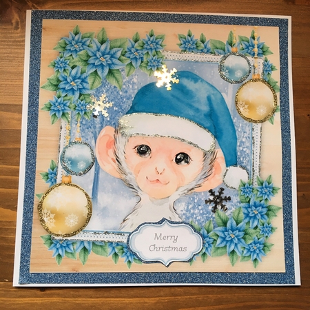 Gorgeous Festive Monkey 8x8 by Rebecca Ruff