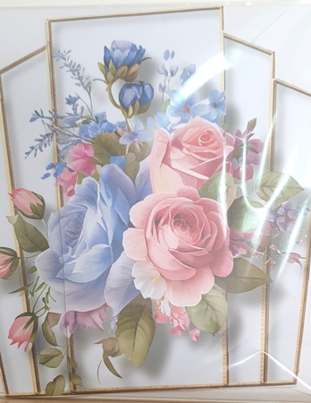 7x7 Art Deco Watercolour Bouquet - Petal Pink & Blue by rebecca  Weates
