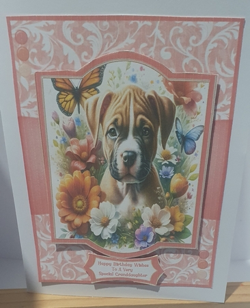 Sweet Little Puppy In The Flowers 2 - 5x7 by rebecca  Weates