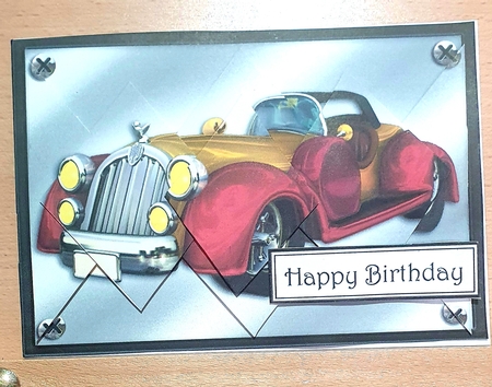 Vintage Red and Gold Auto - Diamond Stacker Card by rebecca  Weates