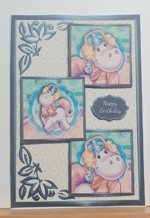 A Happy Winter Unicorn Three Square Quick Card by rebecca  Weates