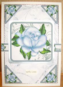 Blue and Gold Rose Toppers Backing Sheet by Rebecca Brindley