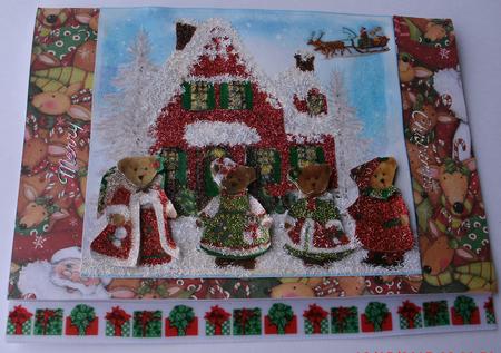 Teddy Bear Christmas House Topper & Decoupage by Redonda Haddock