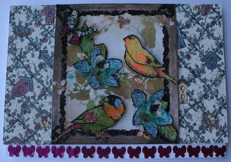 Flowers Vintage Birds with Butterflies and Decoupage by Redonda Haddock