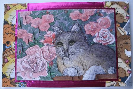 Cat Makes Sure to Stop and Smell the Roses by Redonda Haddock