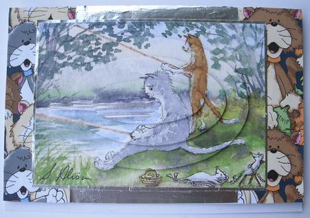 Cats & Mice Gone Fishing Oval Pyramid by Redonda Haddock