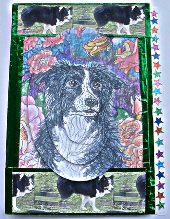 Border Colllie Scene Background Sheet by Redonda Haddock