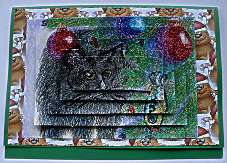 Red Christmas Cat Backing Sheet 5 by Redonda Haddock