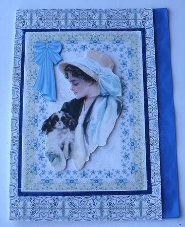 Edwardian Lady in Blue Flower Frame by Redonda Haddock