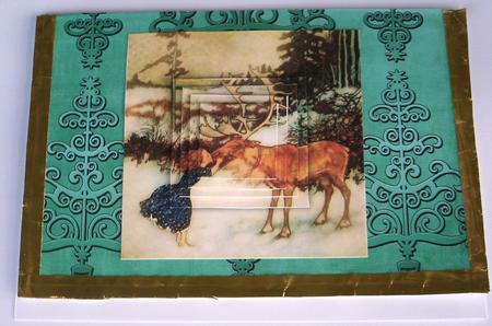 Dark Green Metallic Christmas Trees A4 Backing Paper by Redonda Haddock