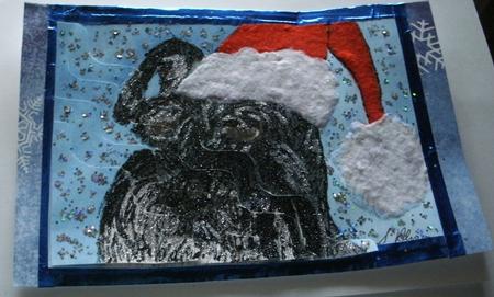 Schnauzers Make Natural Santas Wavy Corner Stacker Topper by Redonda Haddock
