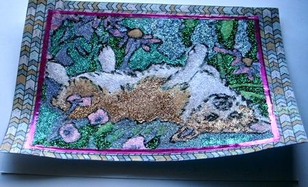 Corgi Dog Rolling in the Herbaceous Border by Redonda Haddock