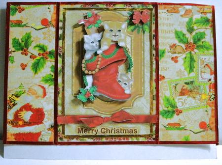 Kittens in Santa's Boot 7 x 5 Card Front by Redonda Haddock