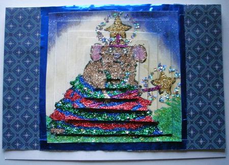 Miss Maddy Mouse in Her Christmas Tree Fairy Outfit Topper by Redonda Haddock